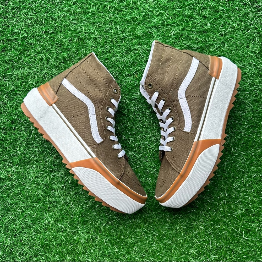 Vans Sk8 Hi Tapered Canvas Dark Olive Platform - Picture 8 of 11